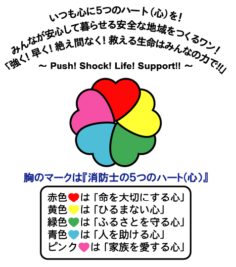 　いつも心に5つのハートを！みんなが安心して暮らせる安全な地域をつくるワン！